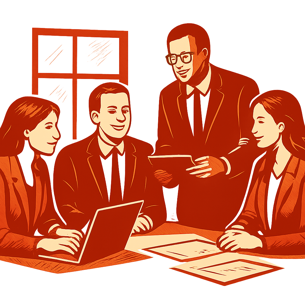 Diverse business team collaborating around a table