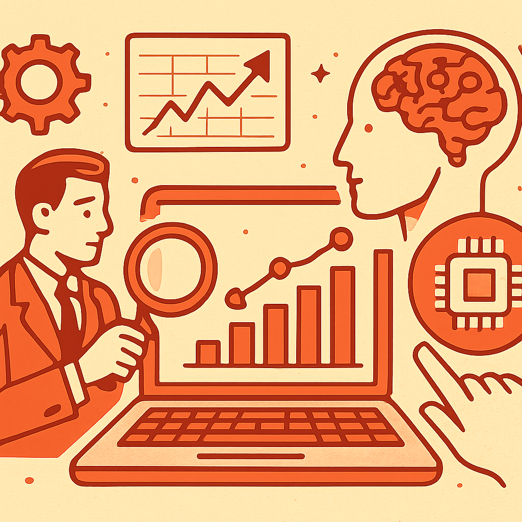 Visual representation of market data analytics and artificial intelligence concepts for learning.